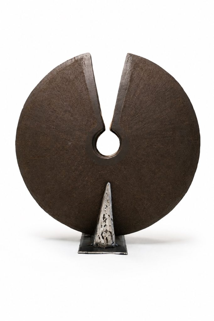black ceramic sculptural disc